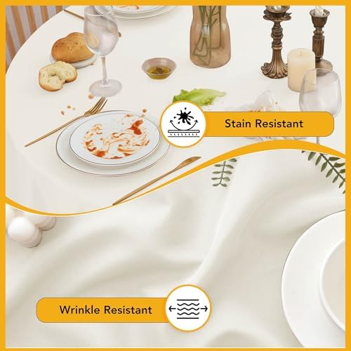 6-Pack Ivory Round Tablecloths, 132 in, for 6-8 Ft Round Tables in Ivory, alternate view 3