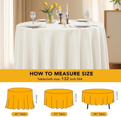 6-Pack Ivory Round Tablecloths, 132 in, for 6-8 Ft Round Tables in Ivory, alternate view 6