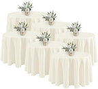 6 Pack Ivory Round Tablecloths 90 Inch for 36"-72" Tables in Ivory