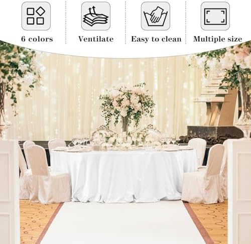 6 Pack Ivory Round Tablecloths 90 Inch for 36"-72" Tables in Ivory, alternate view 6