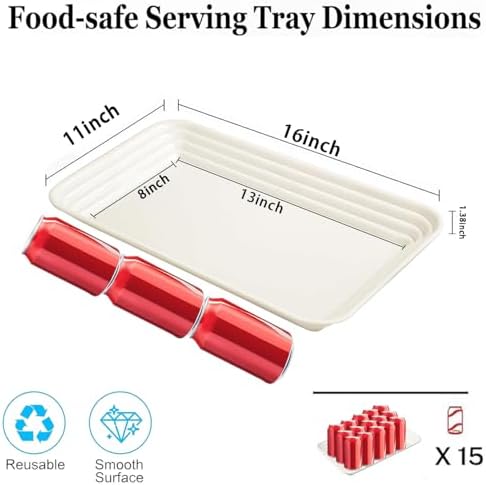 6-Pack Ivory Serving Trays for Entertaining-16 x 11" Serving Platters for Snacks, Fruit, Cookies, Dessert, alternate view 3