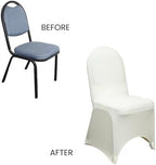 6 Pack Ivory Stretch Spandex Banquet Chair Covers - Wedding Slip Premium Quality Cover, alternate view 6