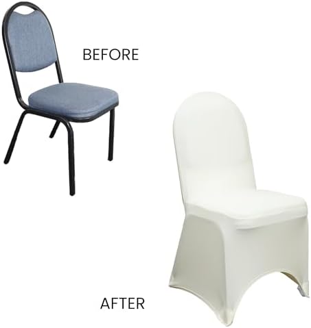6 Pack Ivory Stretch Spandex Banquet Chair Covers - Wedding Slip Premium Quality Cover, alternate view 6