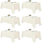 6 Pack Ivory Tablecloths 70x108 Inch for 6 Foot Rectangle Tables in 70x108 Inch in Ivory