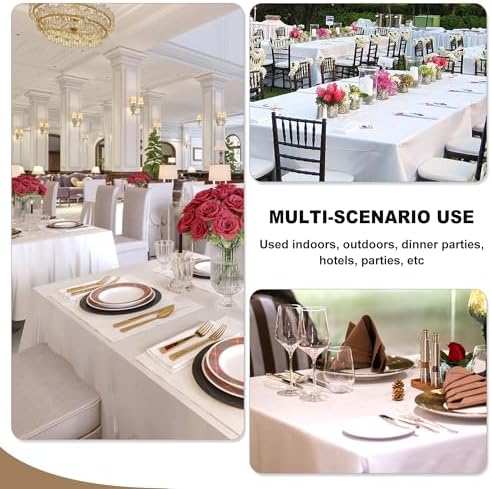 6 Pack Ivory Tablecloths 70x108 Inch for 6 Foot Rectangle Tables in 70x108 Inch in Ivory, alternate view 5