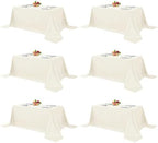 6 Pack Ivory Tablecloths 90x132 Inch for 6 Foot Rectangle Tables in 90x132 Inch in Ivory