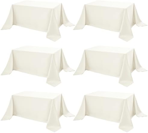 6-Pack Ivory Tablecloths for Rectangle Tables, 90 x 132 Inches in 90 x 132 Inches