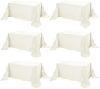 6-Pack Ivory Tablecloths for Rectangle Tables, 90 x 156 Inches in 90 x 156 Inches in Ivory