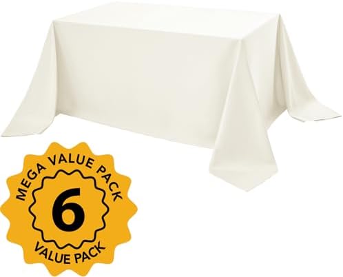 6-Pack Ivory Tablecloths for Rectangle Tables, 90 x 156 Inches in 90 x 156 Inches in Ivory, alternate view 2