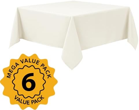 6-Pack Ivory Tablecloths for Square Tables, 70 x 70 Inches in 70 x 70 Inches, alternate view 2