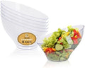 6 Pack Large Plastic Bowls - Premium Clear bowls - Plastic Serving Bowls Heavy Duty For Weddings Catering