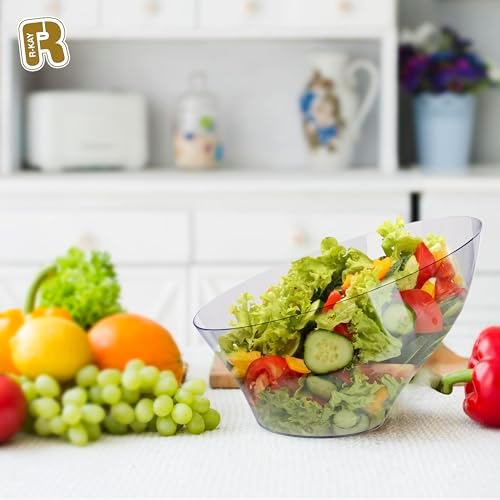 6 Pack Large Plastic Bowls - Premium Clear bowls - Plastic Serving Bowls Heavy Duty For Weddings Catering, alternate view 2