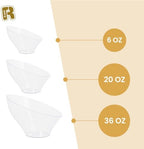 6 Pack Large Plastic Bowls - Premium Clear bowls - Plastic Serving Bowls Heavy Duty For Weddings Catering, alternate view 6