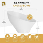 6 Pack Large Plastic Bowls - Premium White bowls - Plastic Serving Bowls Heavy Duty For Weddings Catering, alternate view 3