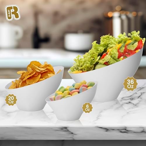 6 Pack Large Plastic Bowls - Premium White bowls - Plastic Serving Bowls Heavy Duty For Weddings Catering, alternate view 5