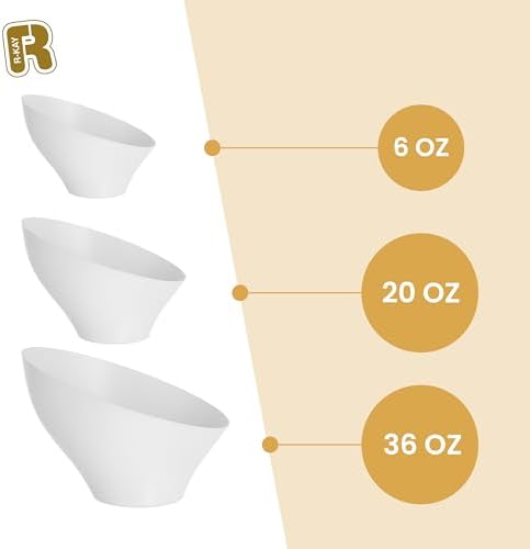 6 Pack Large Plastic Bowls - Premium White bowls - Plastic Serving Bowls Heavy Duty For Weddings Catering, alternate view 6