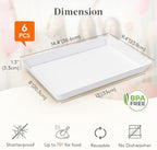 6-Pack Large Serving Tray, 14.5 x 9.5 Plastic Food Serving Platter in White, alternate view 3