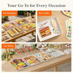 6-Pack Large Serving Tray, 14.5 x 9.5 Plastic Food Serving Platter in White, alternate view 6