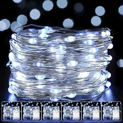 6 Pack LED Fairy Lights Battery Operated 20FT 60 LEDs Silver Wire String Lights Twinkle Lights Starry Fairy