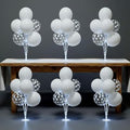 6 Pack Light Up Balloon Centerpieces for Table, Pump Included in 12 inches in White