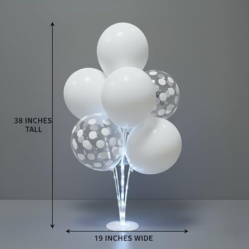 6 Pack Light Up Balloon Centerpieces for Table, Pump Included in 12 inches in White, alternate view 2
