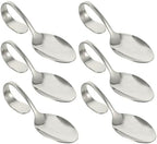 6 Pack Mini Appetizer Plates, Stainless Steel Tasting Spoons in Silver