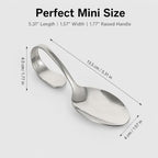 6 Pack Mini Appetizer Plates, Stainless Steel Tasting Spoons in Silver, alternate view 2