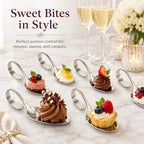 6 Pack Mini Appetizer Plates, Stainless Steel Tasting Spoons in Silver, alternate view 4