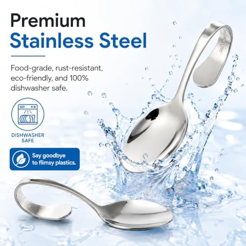 6 Pack Mini Appetizer Plates, Stainless Steel Tasting Spoons in Silver, alternate view 5