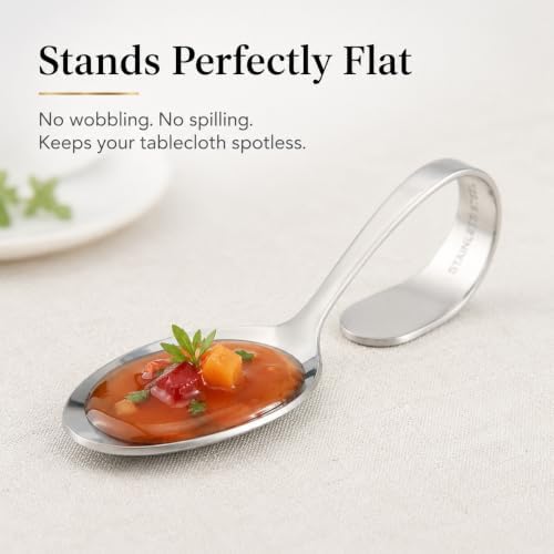 6 Pack Mini Appetizer Plates, Stainless Steel Tasting Spoons in Silver, alternate view 6