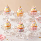 6 Pack Mini Glass Cake Plate, 4'' Single Cupcake Stand in Clear, alternate view 6