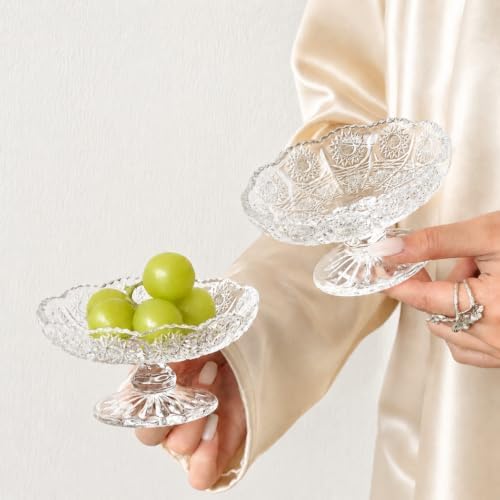 6 Pack Mini Glass Cake Plate, 4'' Single Cupcake Stand in Clear, alternate view 7