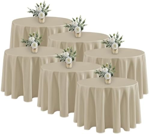 6 Pack Nature Tablecloths 108 Inch Round for 36"-84" Tables in Nature