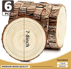 6 Pack Nature Unfinished Round Wood Slices, 7-8 Inches Wooden Circle, Large Wood Slabs for Weddings Centerpieces, alternate