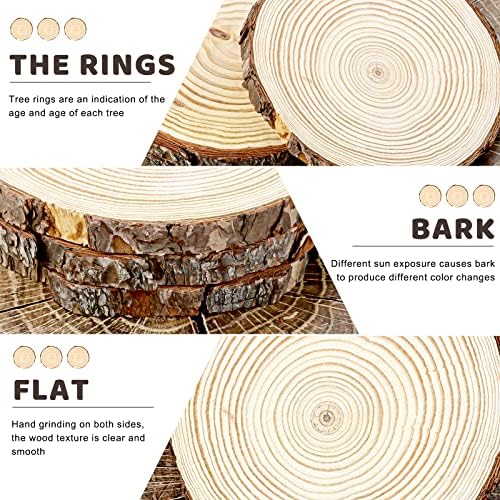 6 Pack Nature Unfinished Round Wood Slices, 7-8 Inches Wooden Circle, Large Wood Slabs for Weddings Centerpieces, alternate
