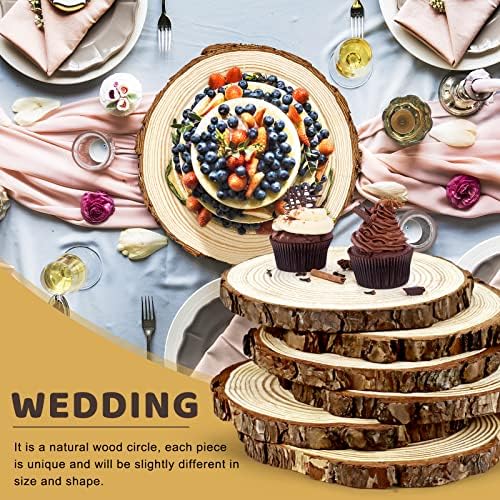 6 Pack Nature Unfinished Round Wood Slices, 7-8 Inches Wooden Circle, Large Wood Slabs for Weddings Centerpieces, alternate