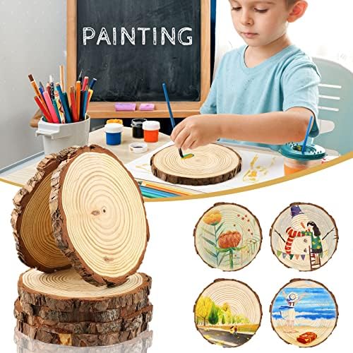 6 Pack Nature Unfinished Round Wood Slices, 7-8 Inches Wooden Circle, Large Wood Slabs for Weddings Centerpieces, alternate