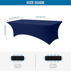 6-Pack Navy Blue Spandex Tablecloth for 8ft Rectangle Tables, Fitted Stretch Table Cover, Wrinkle-Resistant, alternate view 2