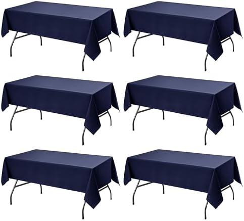 6-Pack Navy Blue Tablecloths for Rectangle Tables, 60 x 102 Inches in 60 x 102 Inches in Navy Blue