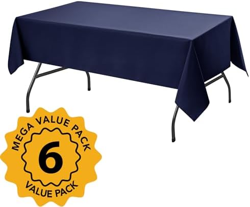 6-Pack Navy Blue Tablecloths for Rectangle Tables, 60 x 102 Inches in 60 x 102 Inches in Navy Blue, alternate view 2