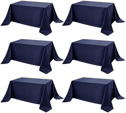 6-Pack Navy Blue Tablecloths for Rectangle Tables, 90 x 132 Inches in 90 x 132 Inches