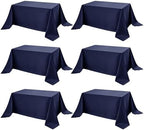 6-Pack Navy Blue Tablecloths for Rectangle Tables, 90 x 132 Inches in 90 x 132 Inches