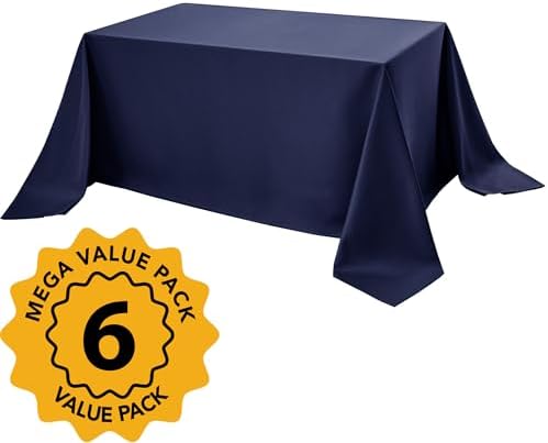 6-Pack Navy Blue Tablecloths for Rectangle Tables, 90 x 132 Inches in 90 x 132 Inches, alternate view 2