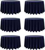 6-Pack Navy Round Tablecloths, 108 in, for 4-5 Ft Round Tables