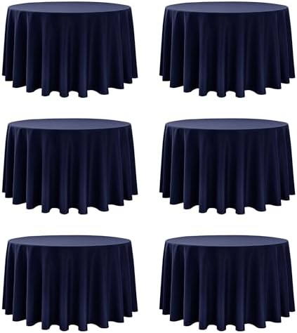 6-Pack Navy Round Tablecloths, 108 in, for 4-5 Ft Round Tables