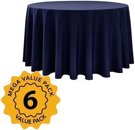 6-Pack Navy Round Tablecloths, 108 in, for 4-5 Ft Round Tables, alternate view 2