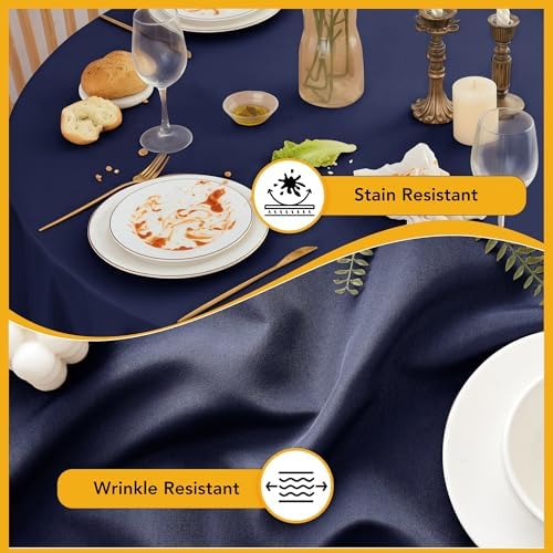 6-Pack Navy Round Tablecloths, 108 in, for 4-5 Ft Round Tables, alternate view 3