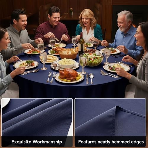 6-Pack Navy Round Tablecloths, 108 in, for 4-5 Ft Round Tables, alternate view 4