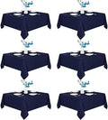 6 Pack Navy Square Tablecloths 70x70 Inch for 2-4 Ft Tables in 70x70 Inch in Navy