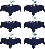 6 Pack Navy Square Tablecloths 70x70 Inch for 2-4 Ft Tables in 70x70 Inch in Navy